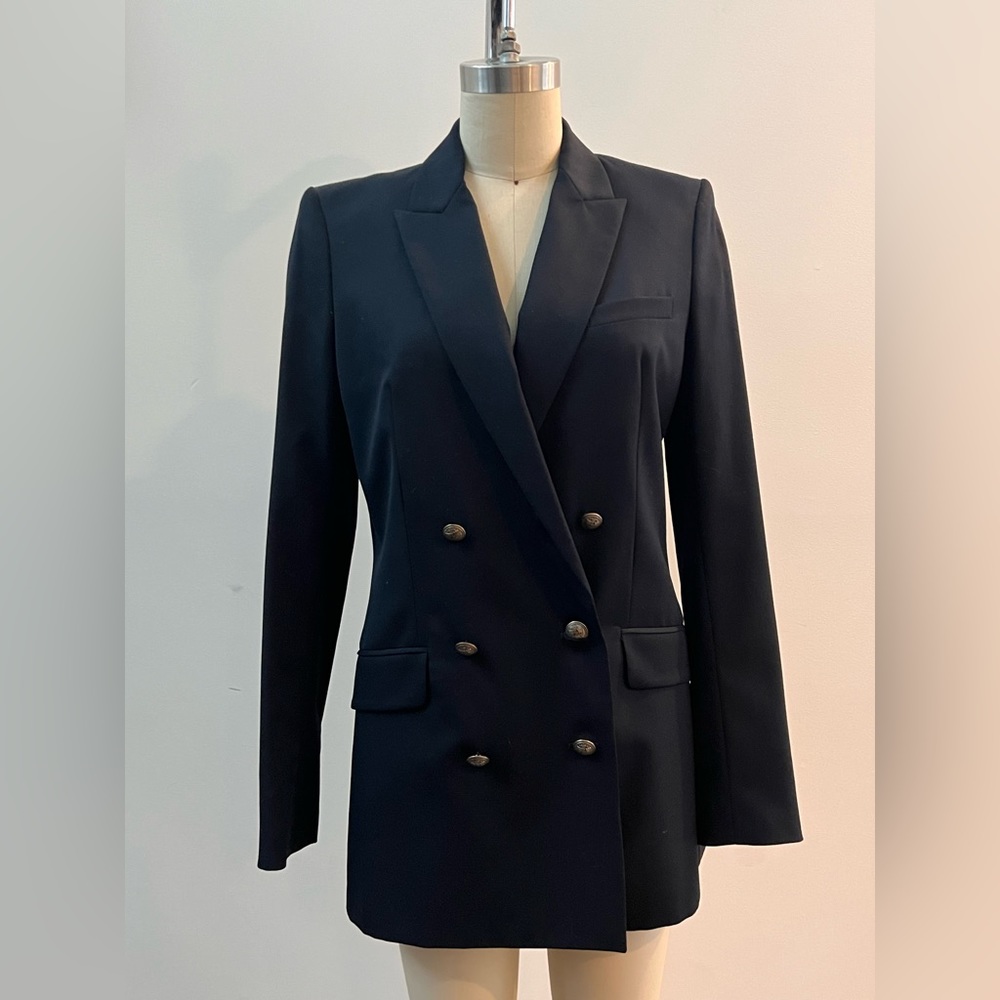 Pierre Balmain Authentic Double Breasted Fine Wool Blazer in Navy